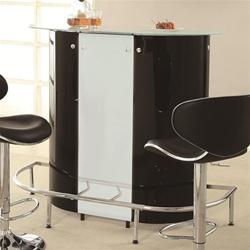 MC100BU654-CO BLACK/WHITE CONTEMPORARY BAR UNIT WITH FROSTED GLASS