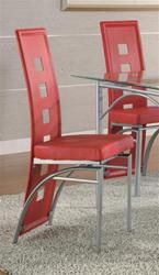 MCD101DI683REDCH-CO 2PC RED SILVER DINETTE CHAIRS SET