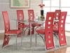 MCD101D683RED-CO 5PC RED SILVER GLASS DINETTE SET
