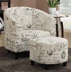 MCLR900AC210-CO FRENCH SCRIPT PATTERN ACCENT CHAIR W/ OTTOMAN